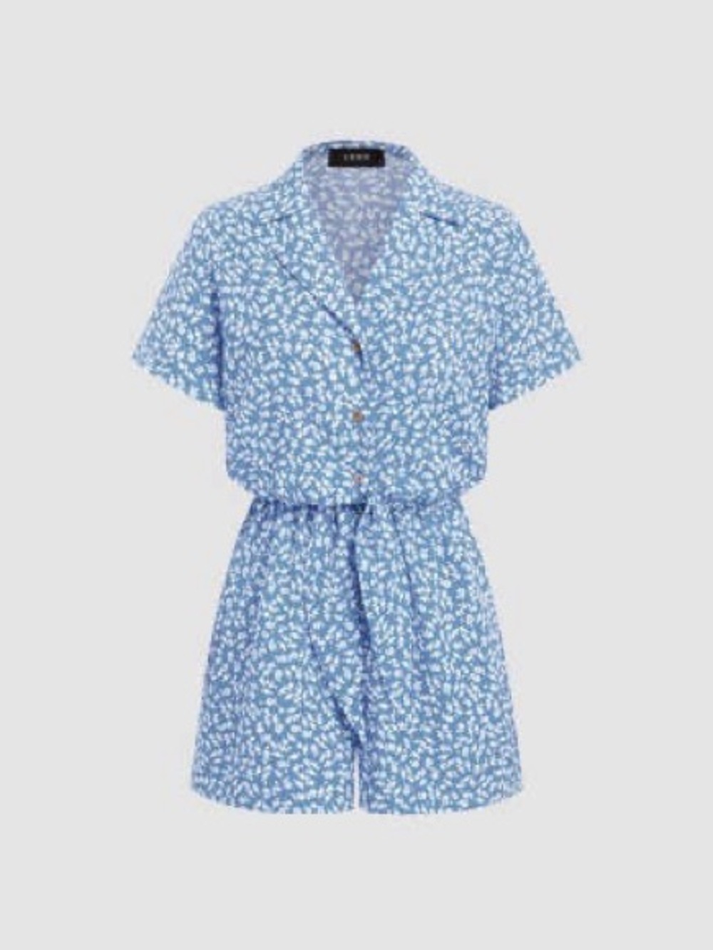 Cider Blue Floral Button Front Romper with Tie Waist L/8
